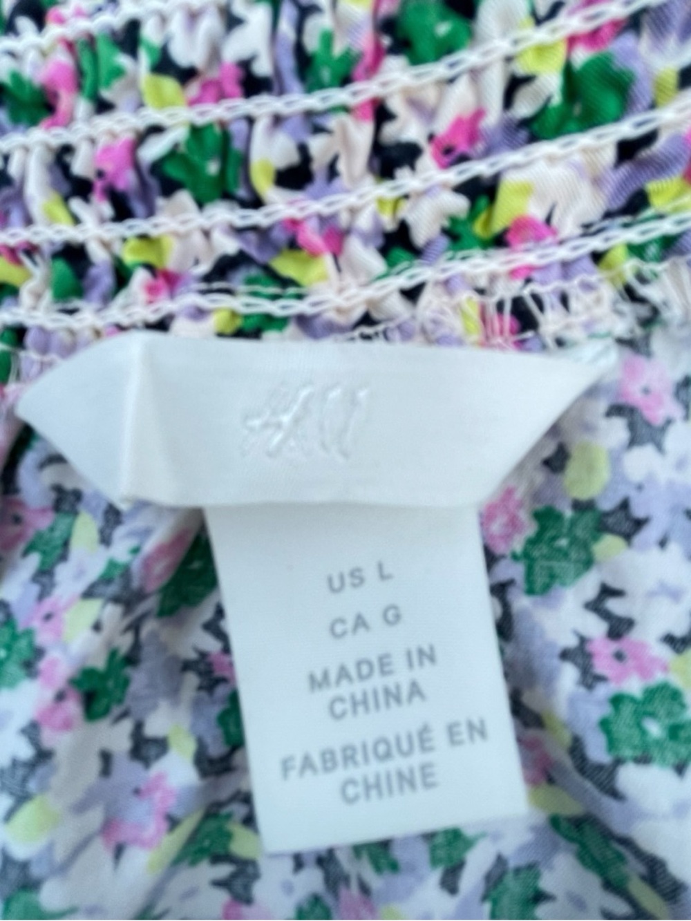 H&M Lavender Multi Smocked Square-Neck Floral Top - Picture 2 of 7